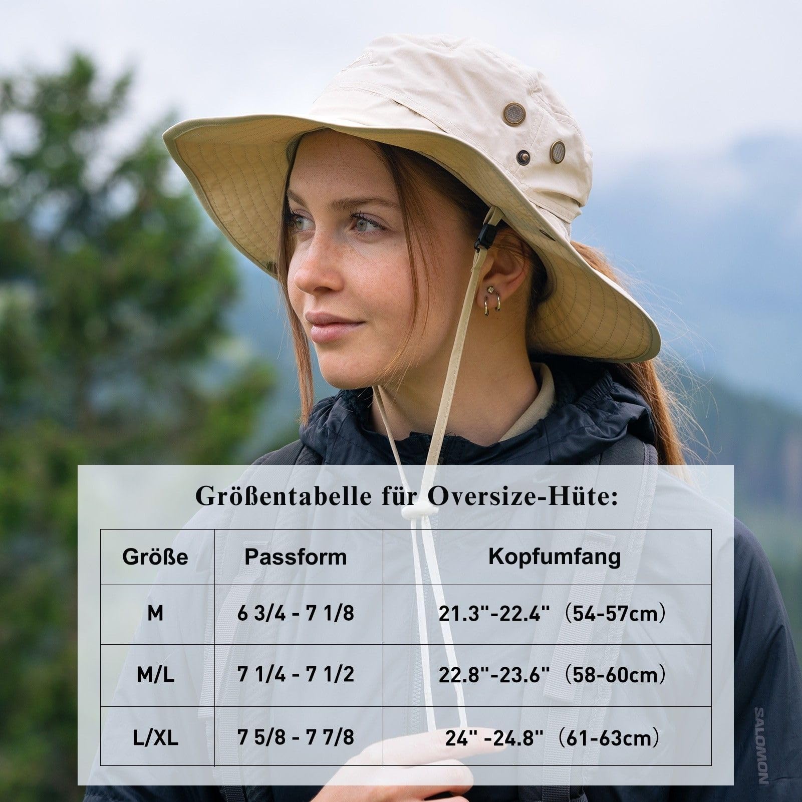 TOP-EX Chapeau de soleil à large bord pour femme, UPF 50, protection UV, imperméable, pliable, chapeau de safari pour l'extérieur, la marche, la pêche, avec trou pour queue de cheval
