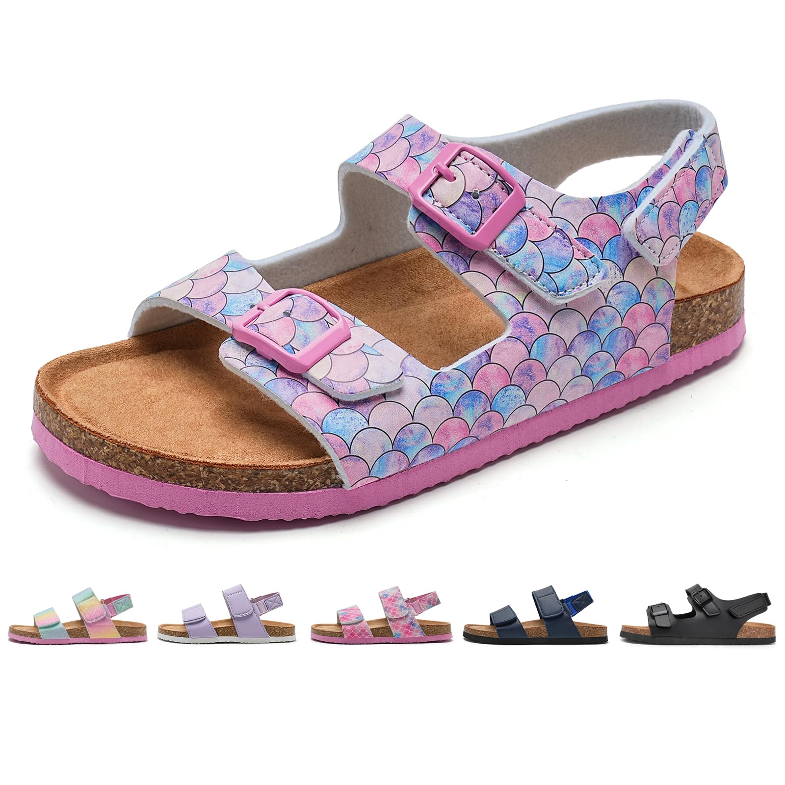Torotto Sandalen Mädchen Jungen Mit Kork Sandals Kinder Pantoffeln Riemen Verstellbare Schnalle Rutschfeste Mit Klettverschluss Sandaletten für Drinnen und Draußen