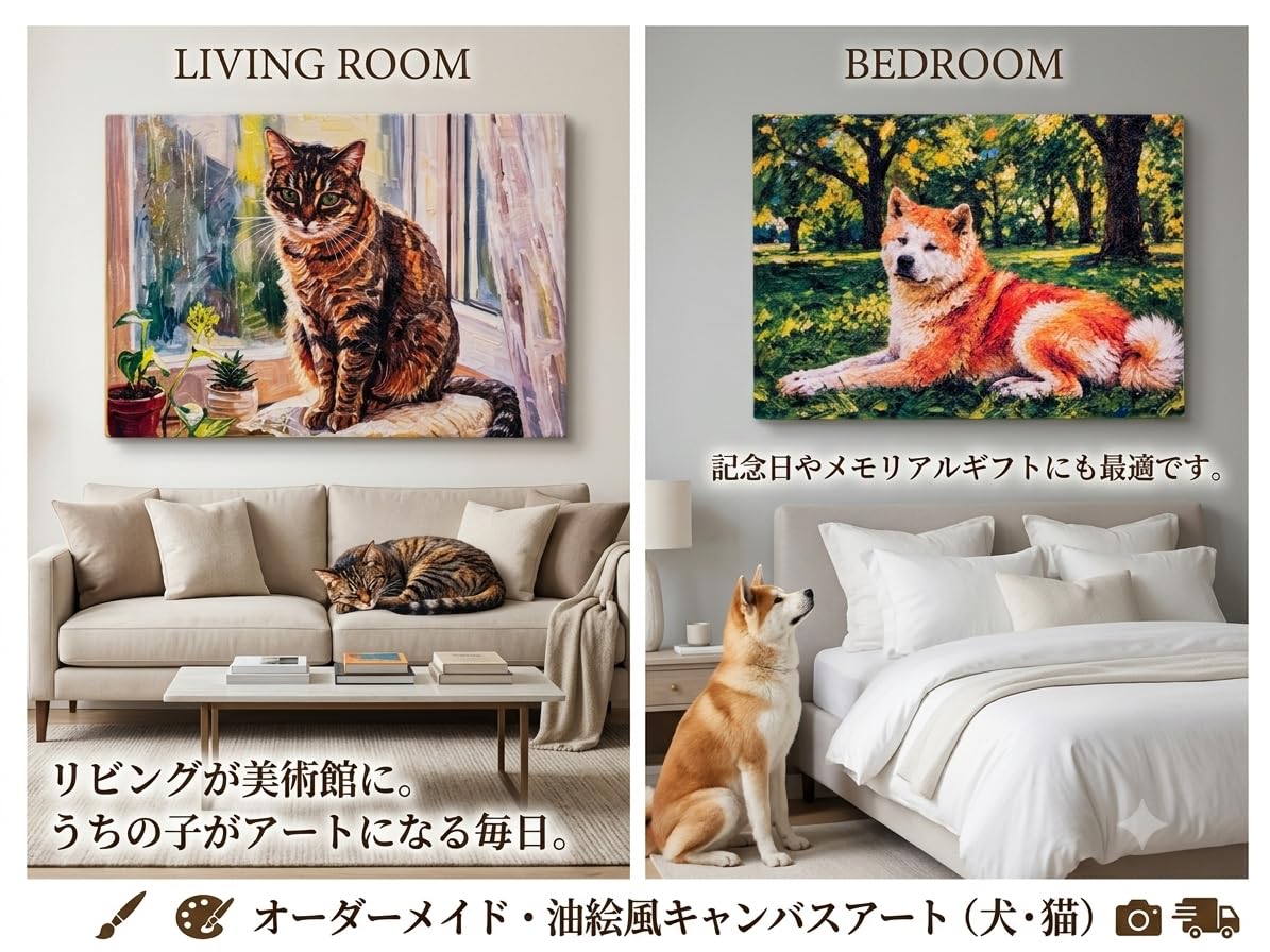 Amazon.co.jp: ペット写真から作るオーダーメイド油絵風アートパネル