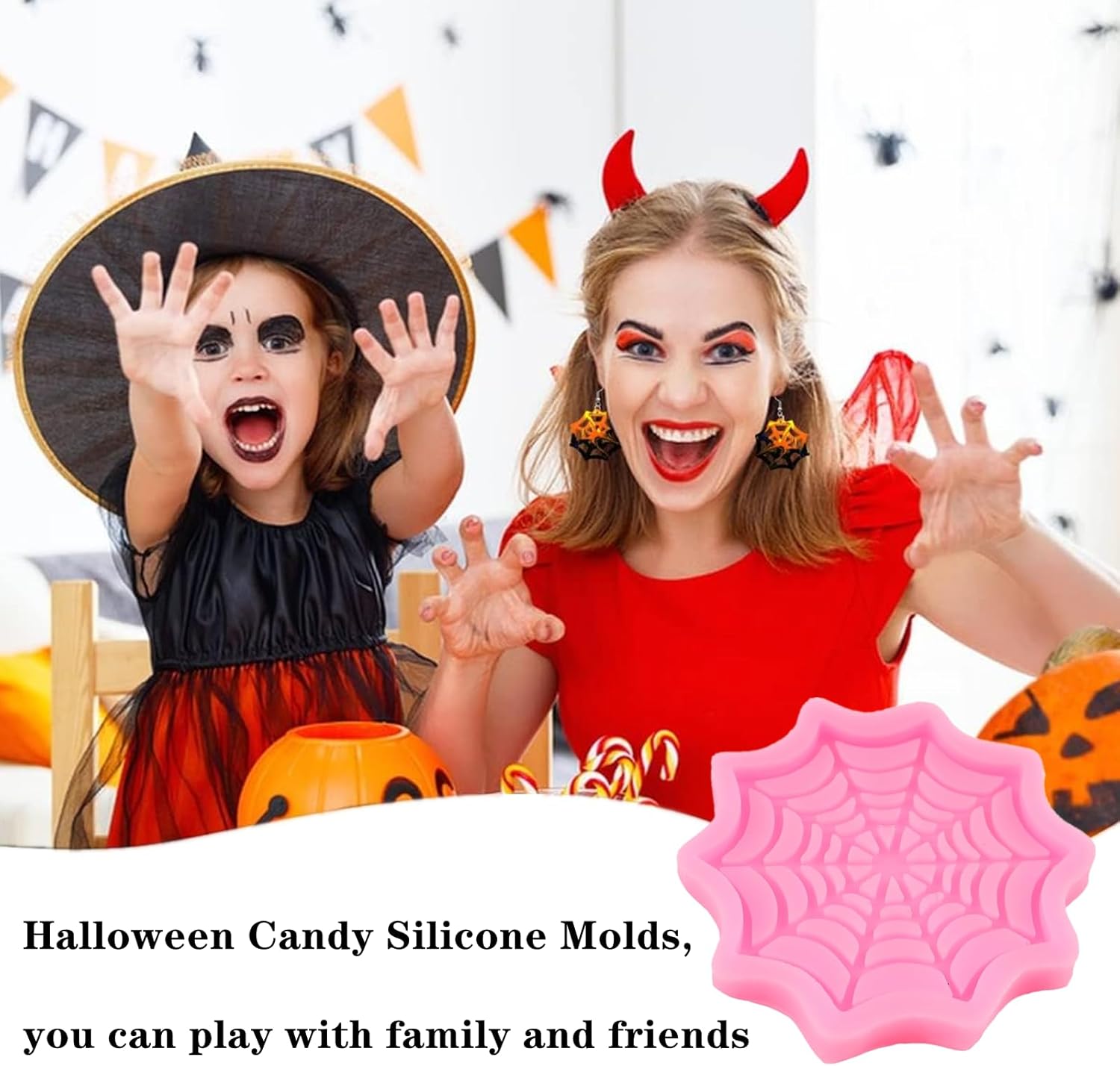 2 PCS Halloween Spider Web Silicone Fondant Molds - Cute Cupcake Fondant Molds For Halloween Cake Decorating - Image 6