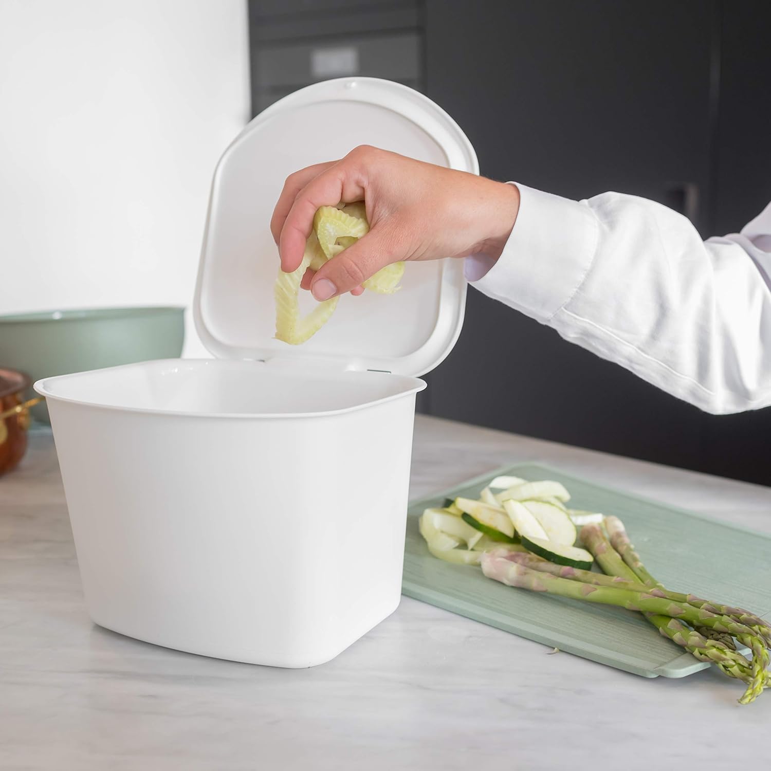 Koziol Bibo Organic Waste Bin, One Size, Cotton White