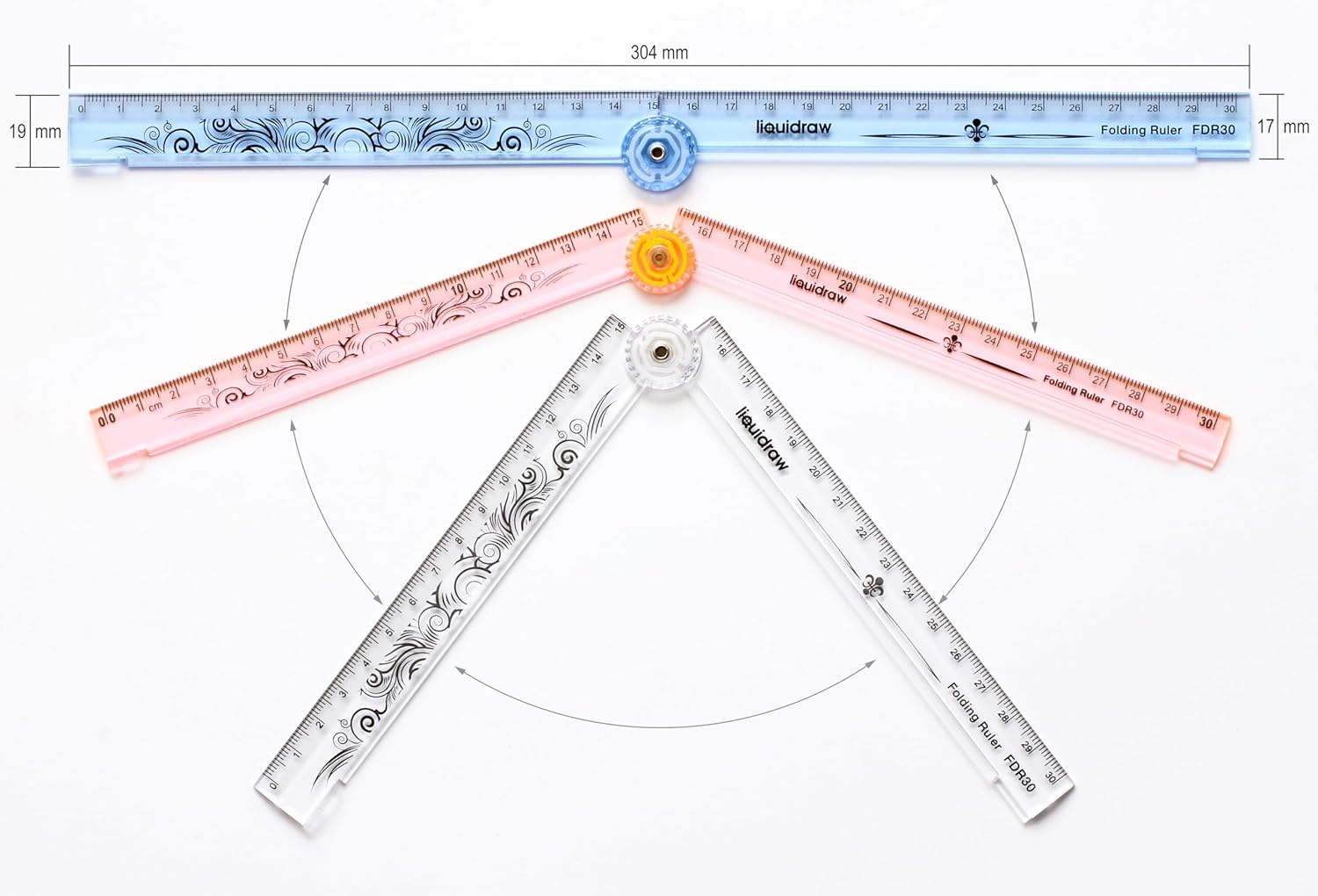 Liquidraw 30 cm Folding Ruler - Clear | Shatterproof & Ideal for School or Work Stationery | Folds to 15 cm to Fit in Pencil Case | Millimetre & Centimetre Markings | Ideal for Measuring or Drawing