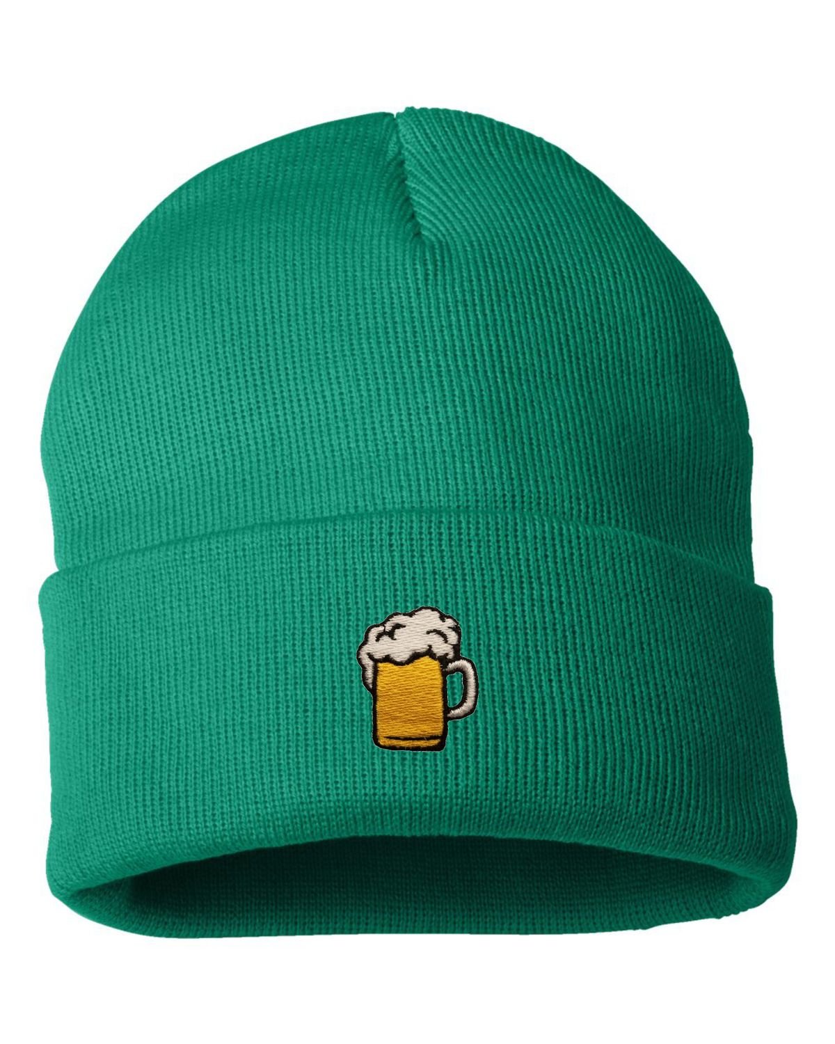 Go All Out One Size Kelly Cuffed Beer Mug Embroidered Cuffed Knit Beanie Cap