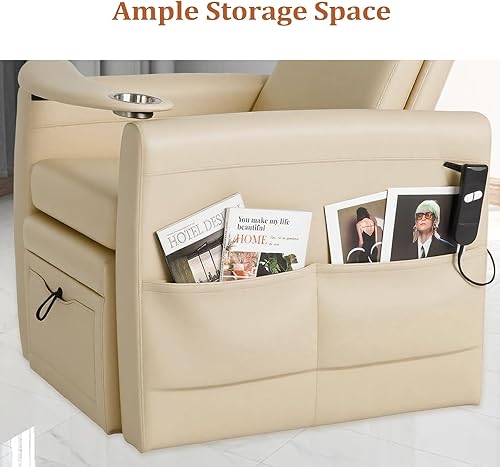 Miniatura 8 de OmySalon Silla de pedicura eléctrica con respaldo ajustable, portavasos movible y plataforma de almacenamiento oculta, estación de apoyo de piso