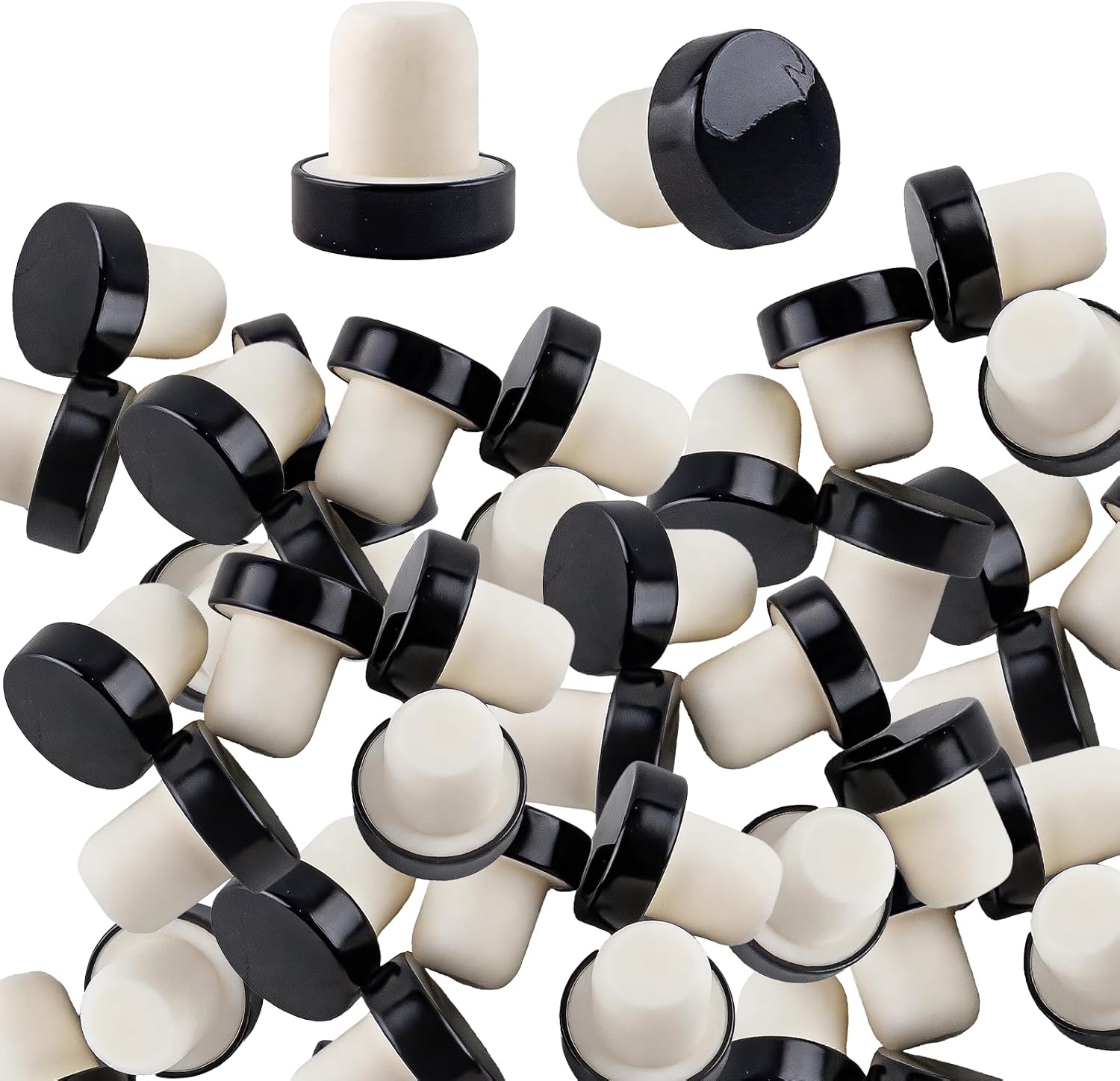T-Shaped Cork Wine Bottle Stoppers, Black, Reusable Sealing Plug for Beer Bottles, DIY Craft, 100 Pieces