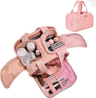 All in One Travel Makeup Bag | Large Wide-Open Cosmetic Organizer with Handle | Lightweight Waterproof Makeup & Grooming S... Price In India