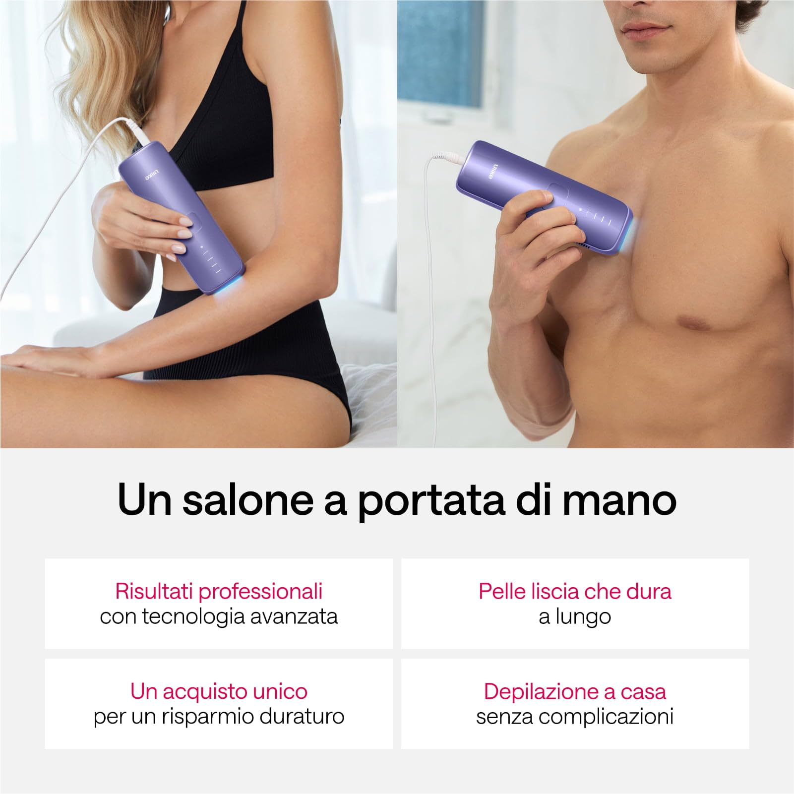 Ulike Air 3 Épilateur IPL pour les Femmes & Hommes – Épilation Laser avec Sapphire Ice Cooling, Résultats Durables et Presque Indolores, Tête Plate pour Corps et Visage, Violet