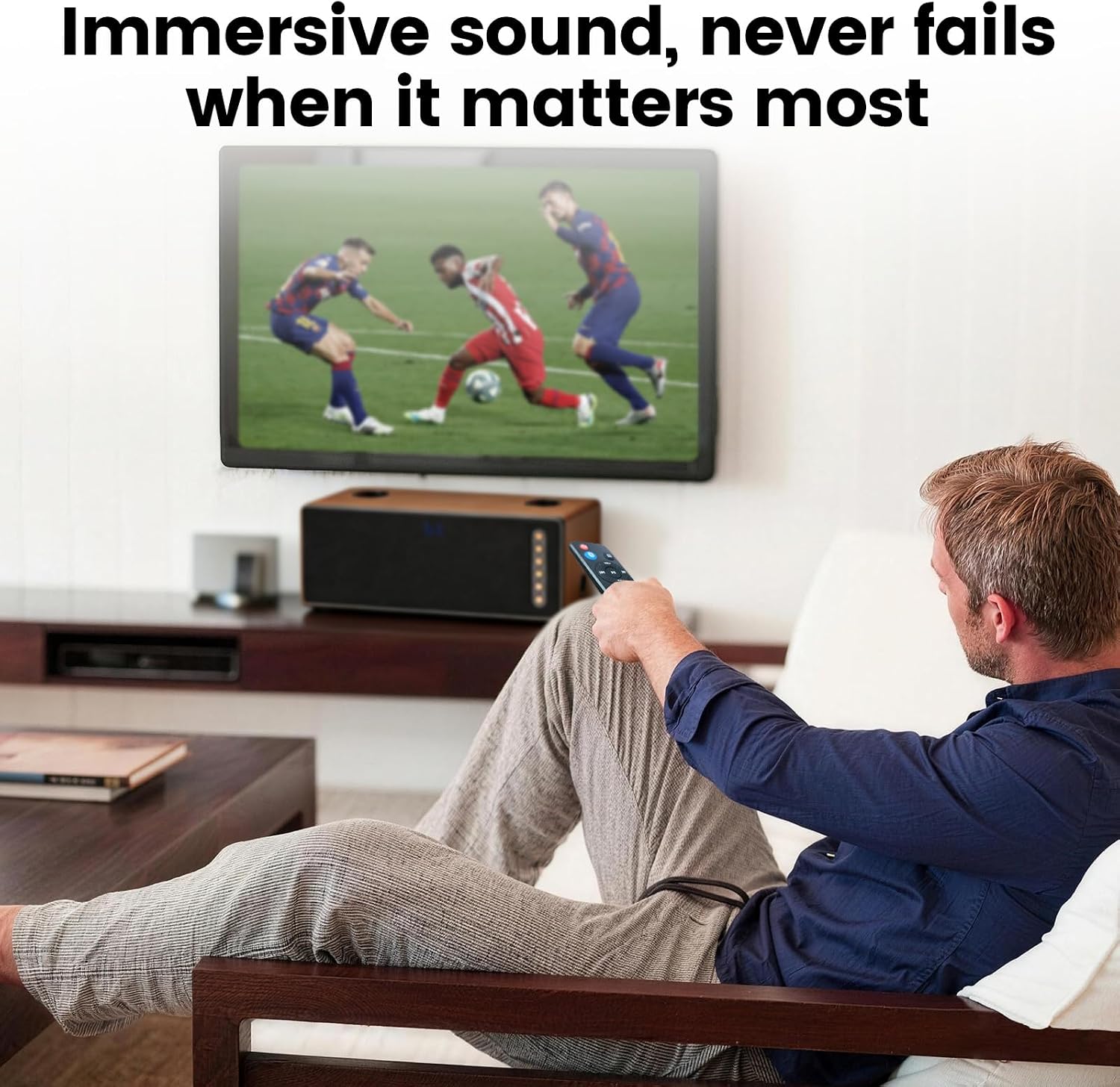 Soundbar with 2 Wireless Karaoke Microphones, Portable Wireless Bluetooth Speakers, Vintage Wooden Speaker for Room Decoration, Perfect for Cafes, Restaurants,Living Room, Bedroom