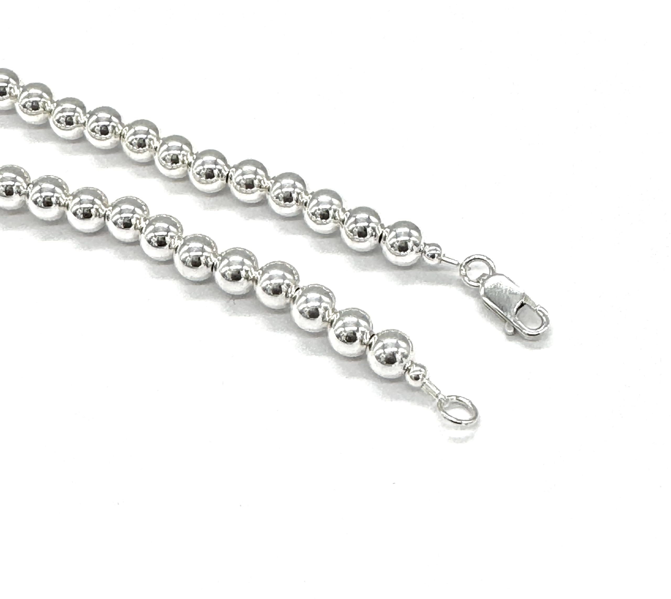 Italian 925 Sterling Silver Ball Chain Necklace - 1.2mm Beaded, White Gold Plated, 16 Inch Spring Ring Clasp