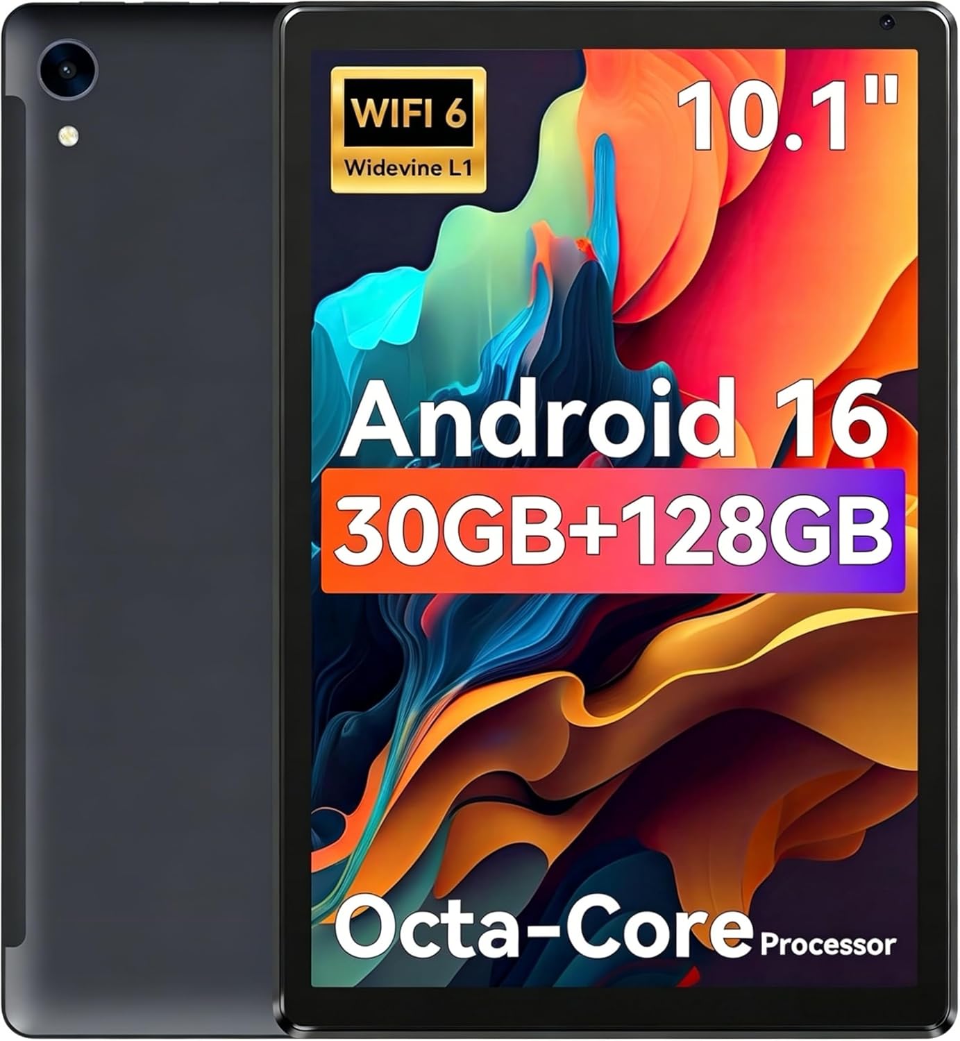 URAO Tablet,10.1" Android 15 Tablet with Octa-core Processor 24GB RAM 128GB ROM HD IPS Touchscreen 8H Battery, Wi-Fi 6, BT 5.0, Dual Camera, Android Tablets
