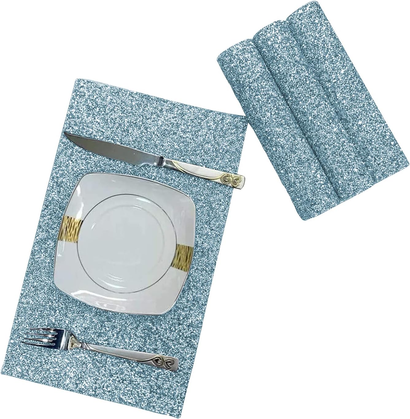 Crystal Place Mats, Dining Table Placemats, Rectangle Table Mats, Shiny