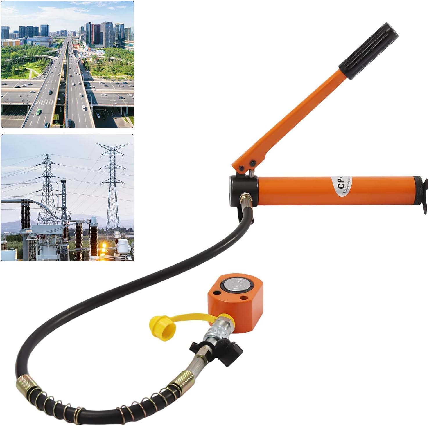 10-Tonnen Hydraulikpumpe & Wagenheber Set, 70MPa Hochdruck, Flachbau-Stahlzylinder für Auto-Reparatur, industrielles Heben, Biegen und Richten - Komplettes Profi-Werkzeug-Set