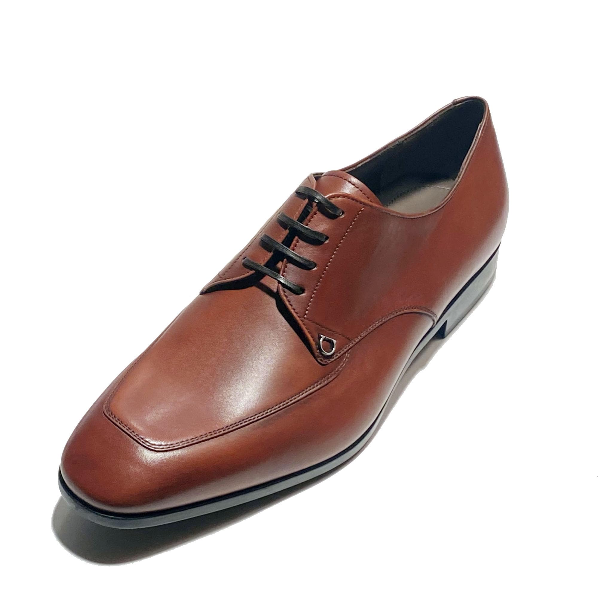 Ferragamo Tristano Leather Gancini Oxford Mens Portagas Brown Lace-up Dress Shoes Salvatore