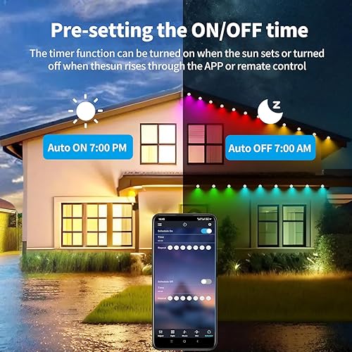 Miniatura 4 de Vanesa Luces permanentes para exteriores de 200 pies, impermeable IP67 con aplicación y control remoto, luces permanentes al aire libre para casa,