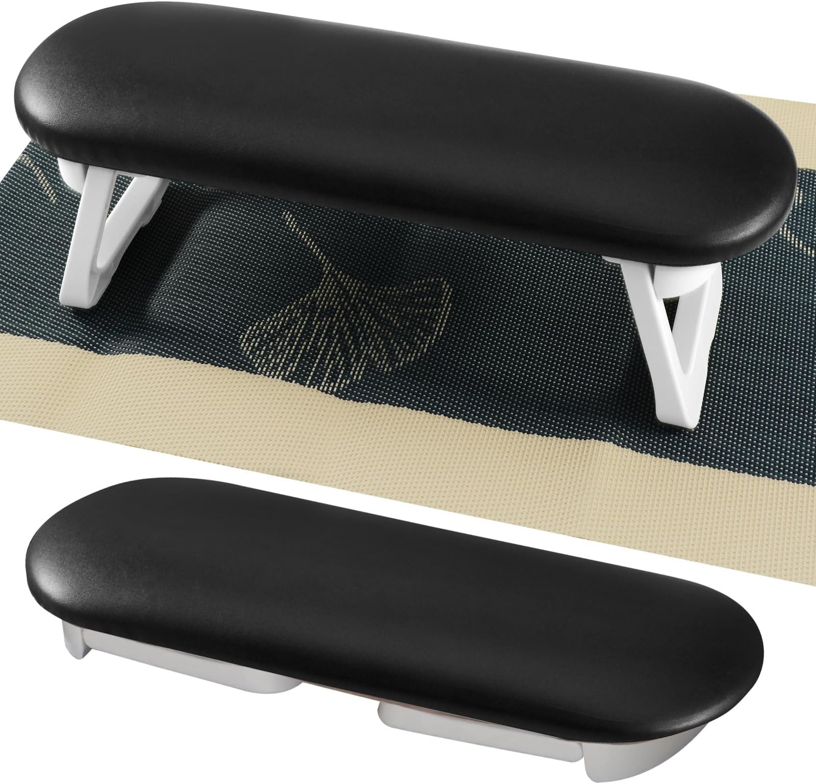 Diesisa Nail Arm Rest, Foldable PU Leather Nail Hand Rest For Nails Tech with Soft Table Mat, Soft Hand Rest for Acrylic Nails/Nail Hand Pillow for Manicure Salon Use-black