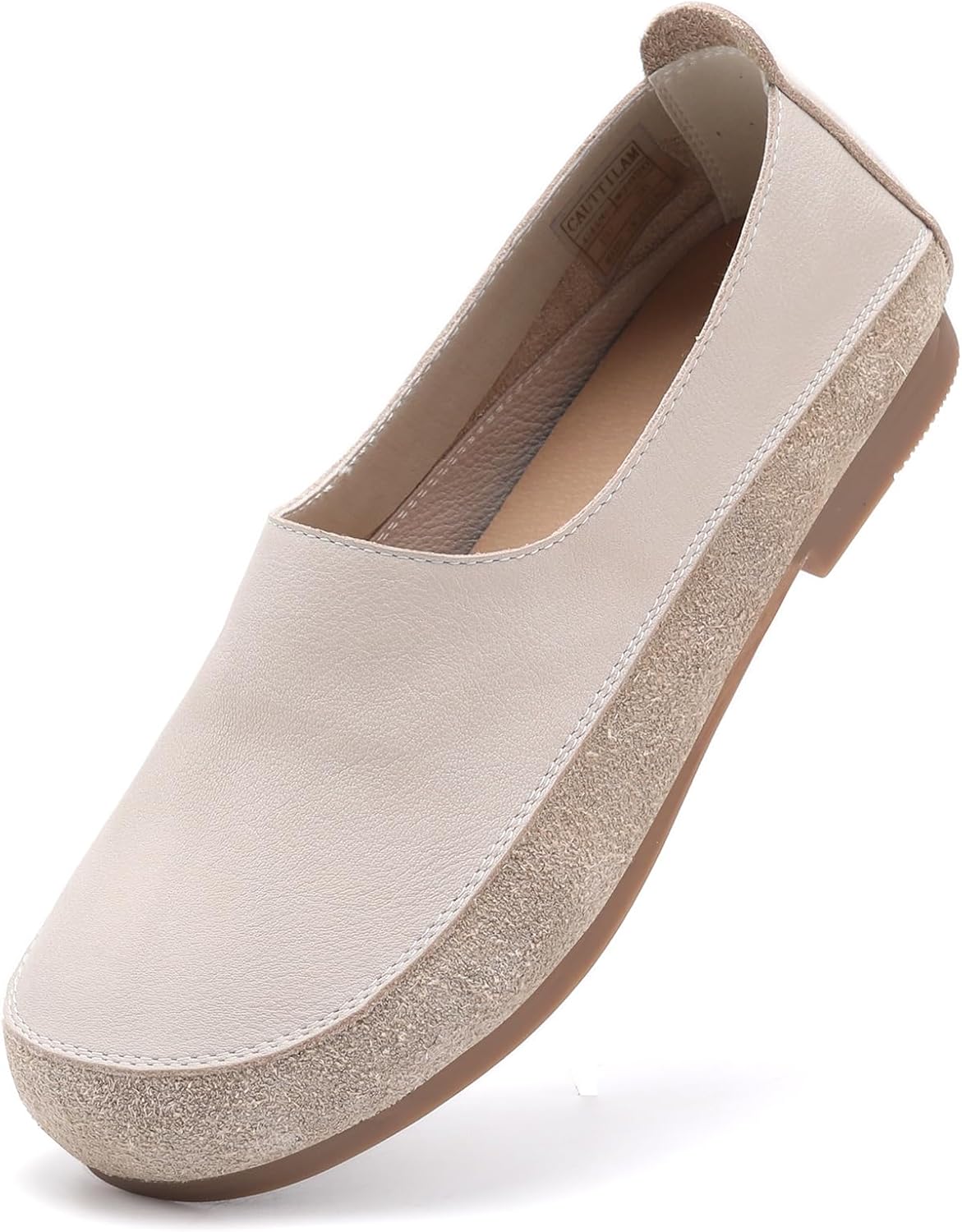 Women's Loafers - Slip On Flats for Women with Spliced Leather Comfortable Walking Shoes for Women,Leisure & Work Flats