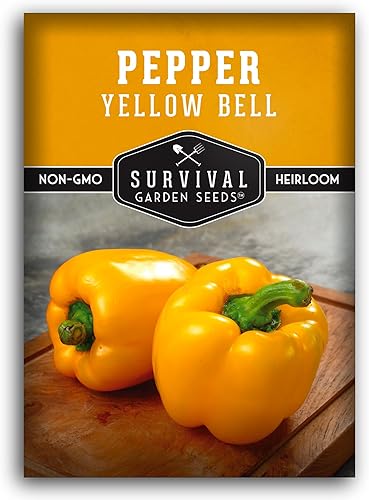 Semilla de pimiento amarillo para plantar, 1 paquete con instrucciones para plantar y cultivar pimientos dulces amarillos soleados en el huerto de
