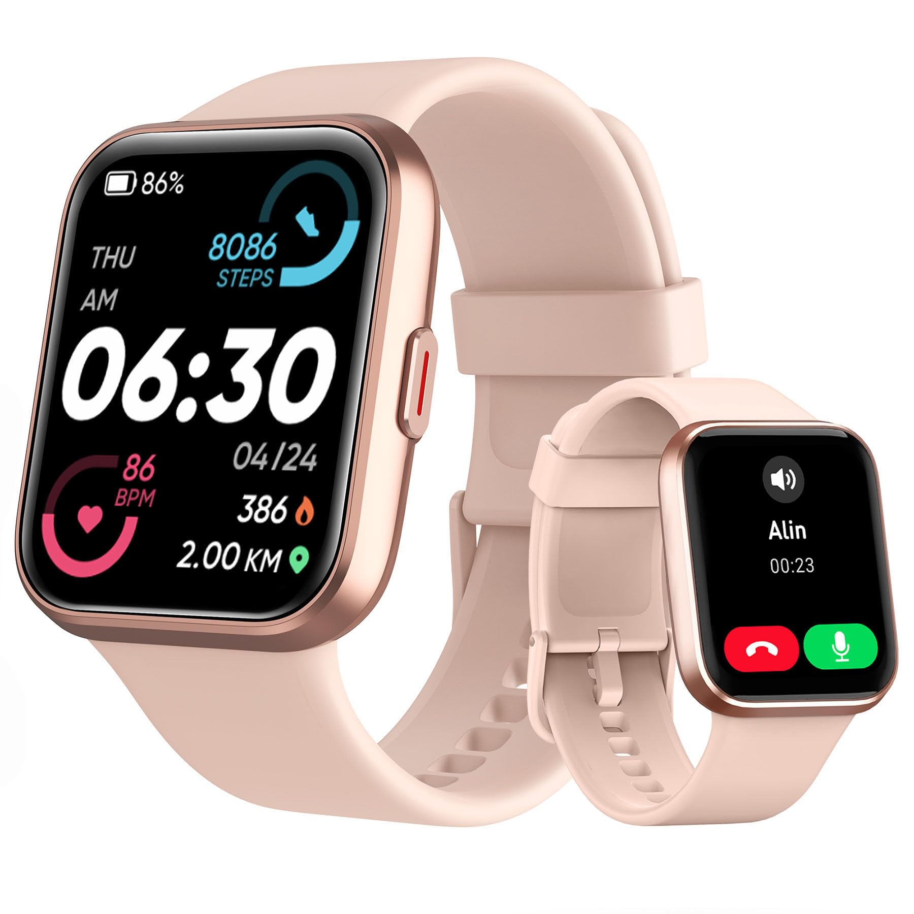 Tensky Smartwatch Damen mit Telefonfunktion 1,85" Smart Watch Alexa Integrierte 3ATM, 110+ Sportmodi, Schrittzähler Uhr Herzfrequenz Schlaf SpO2 Fitnessuhr für Samsung Android iOS