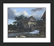 ArtDirect Ruisdael, Jacob Van 23x20 Black Ornate Framed Art Print with Double Matting Titled: Two Watermills and an Open Sluice