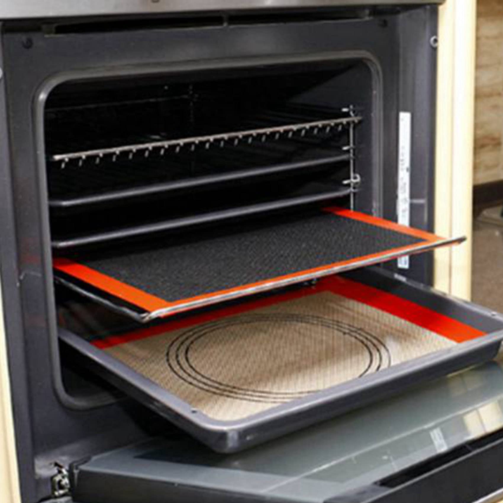 Lot de 8 tapis de cuisson perforés en silicone antiadhésif pour four