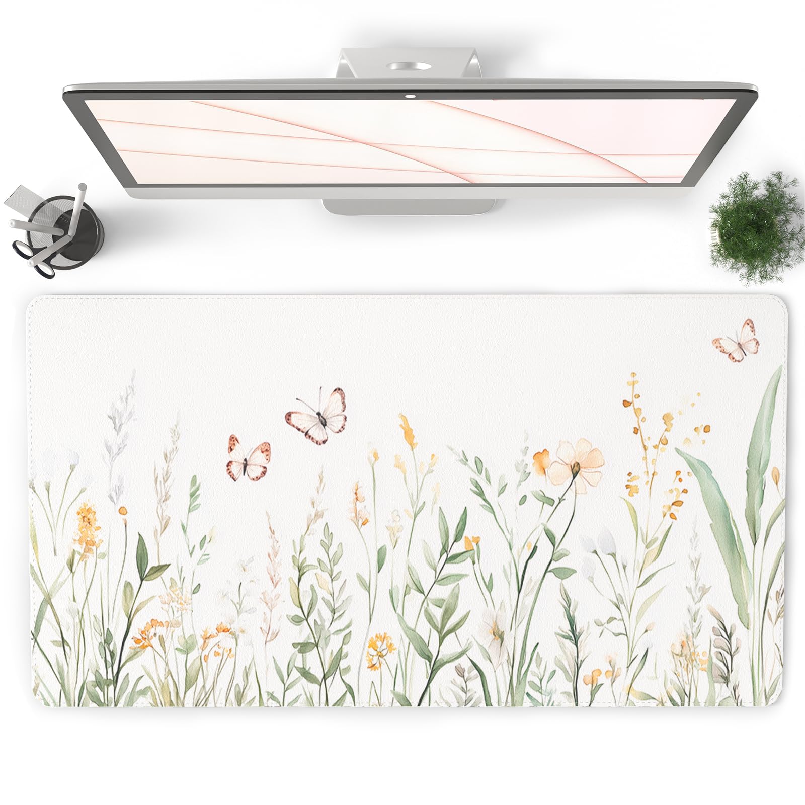 QIYI Large Mouse Pad for Desk Floral Computer Desk Mat for Keyboard and Mouse Non-Slip Rubber Base Waterproof