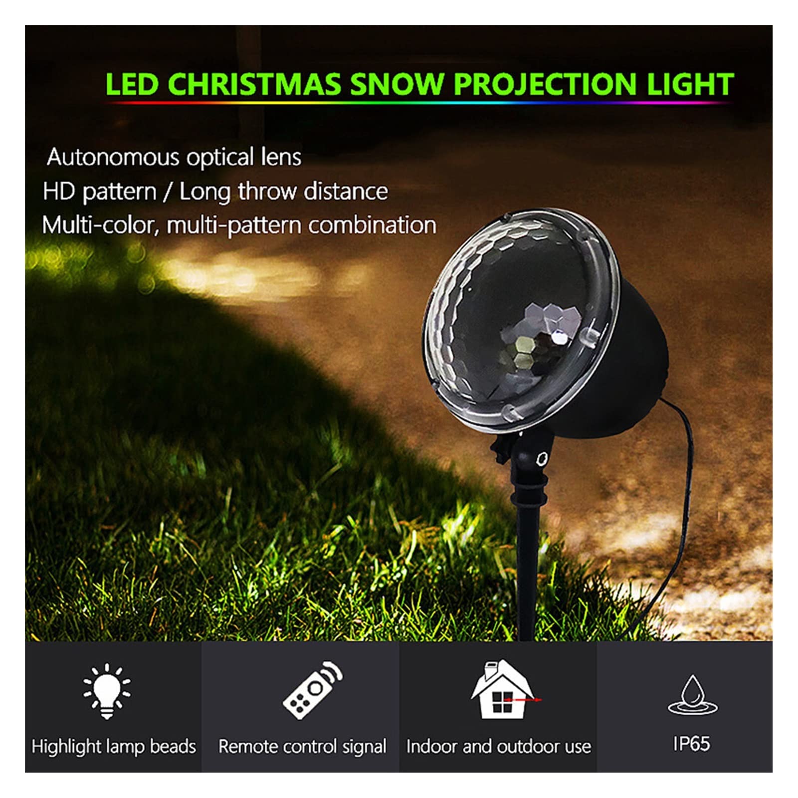 Proiettore di fiocchi di neve in movimento natalizio Lampada da esterno impermeabile for esterni da giardino con neve Luci natalizie da palcoscenico per Party Yard