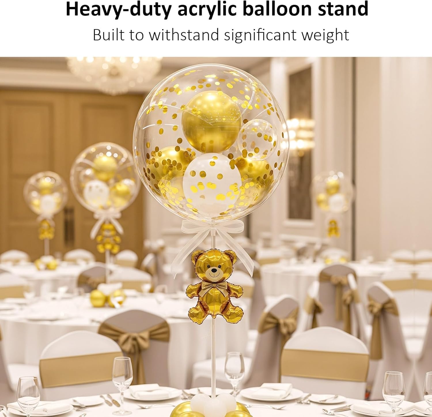 Akrylowe stojaki na balony wielokrotnego użytku, przezroczysty, regulowany zestaw uchwytów na drążki na stół, urodziny, dekoracje weselne (6 sztuk, 40 cm)