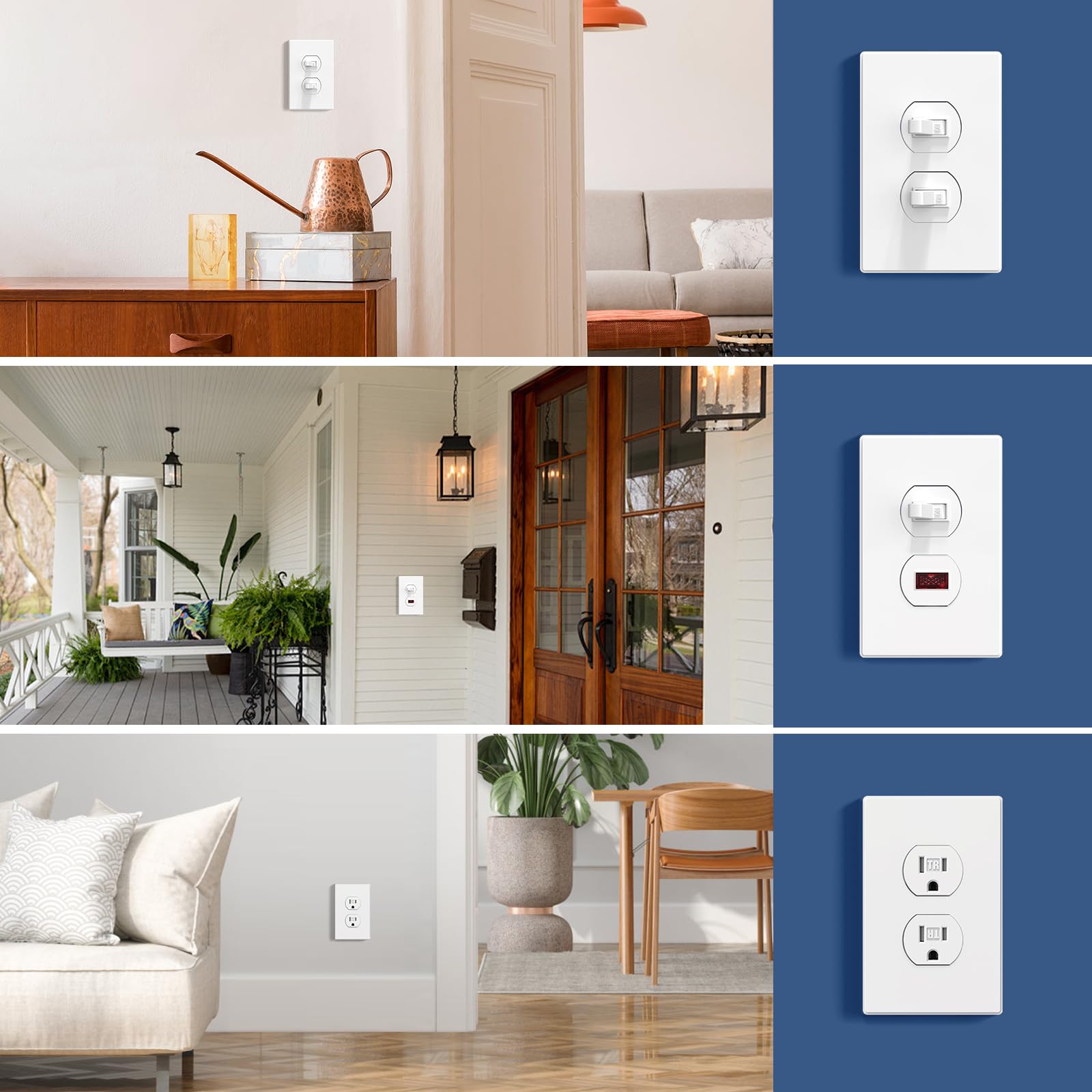 AIDA Screwless Outlet Covers - Matte White (10 Pack) -2