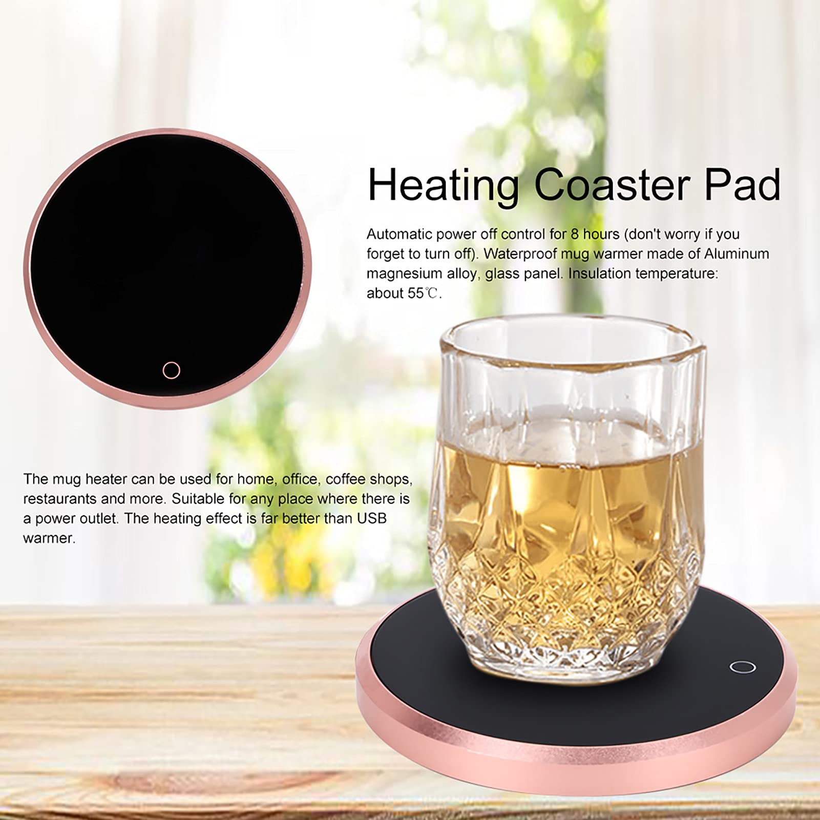 Calentador De Café A Prueba De Agua: Posavasos Calentado Para Taza, Taza Y Bebida, Almohadilla De Termostato Táctil(欧规220v)