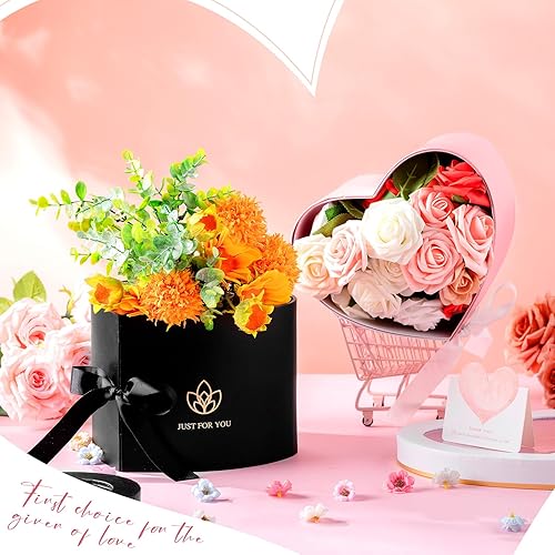 Miniatura 2 de Outus 2 cajas de flores en forma de corazón, caja de regalo para el día de la madre, caja floral giratoria de doble capa con tapa para regalo,