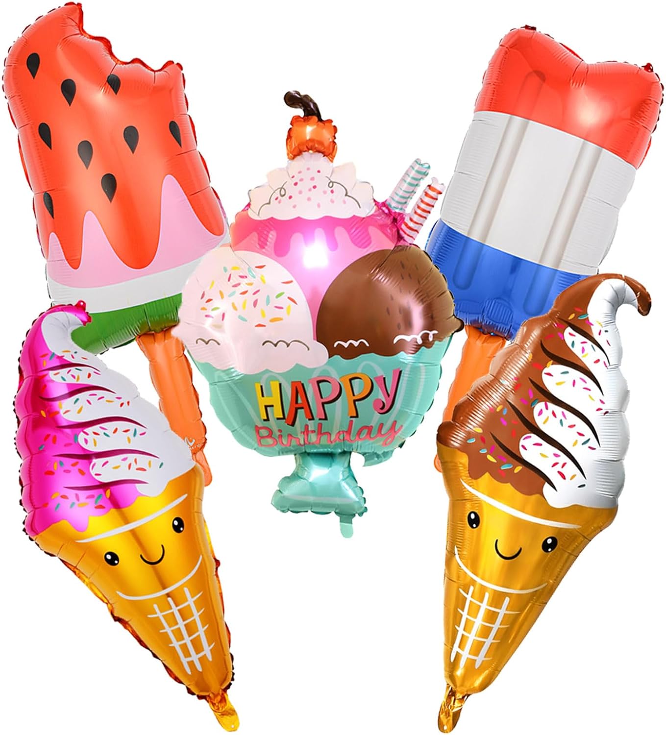 Giant Popsicle Balloons 39 Inch Ice Cream Balloons for Summer Beach Party Decorations Ice Cream Birthday Party Decorations Supplies - 5 Pcs