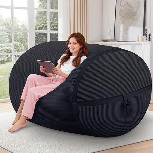 Miniatura 242 de HABUTWAY Puf gigante de 2 pies para adultos, con relleno de espuma viscoelástica, puf grande con funda de terciopelo holandés extraíble para sala de