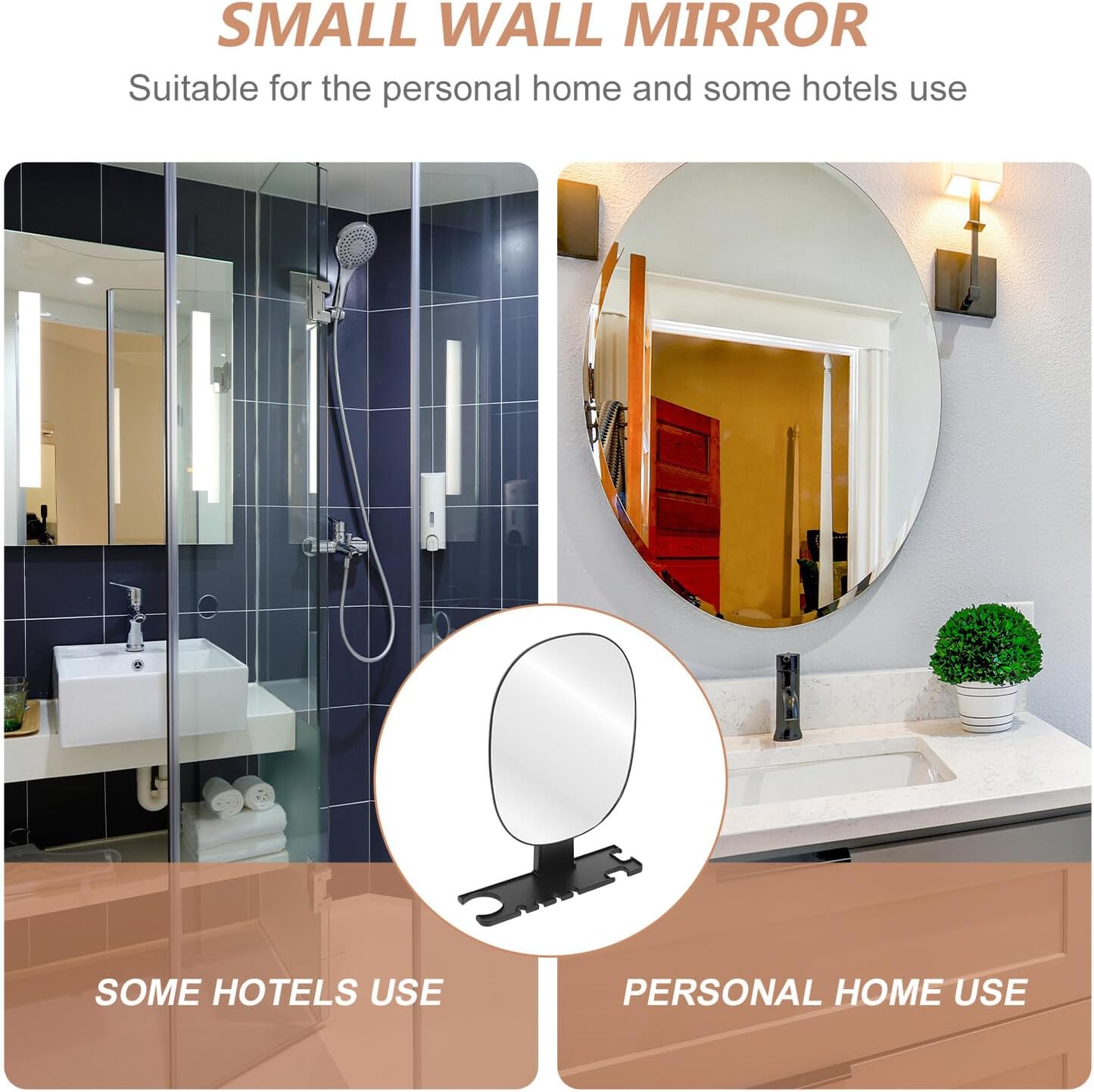Fog-Free Shaving Mirror with Wall-Mounted Rack Small Vanity Wall Mirror for Bathroom for Washroom Use