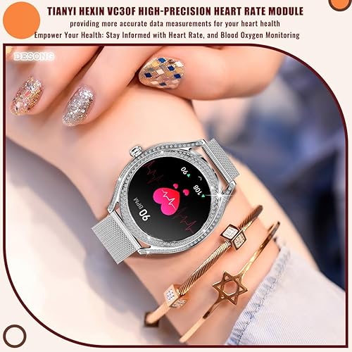 Miniatura 6 de Relojes inteligentes para mujer (respuestahacer llamada) para teléfonos Android iOS 1.28 pulgadas AMOLED Full Touch Bling Reloj inteligente para