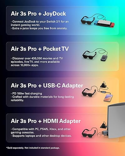 Miniatura 10 de RayNeo Air 3s Pro AR/XR Glasses - 201'' 1200 Nits 120Hz HueView 2.0 Video Display, Smart Gaming Glasses for iPhone 17,16,15/Android/Mac/Switch