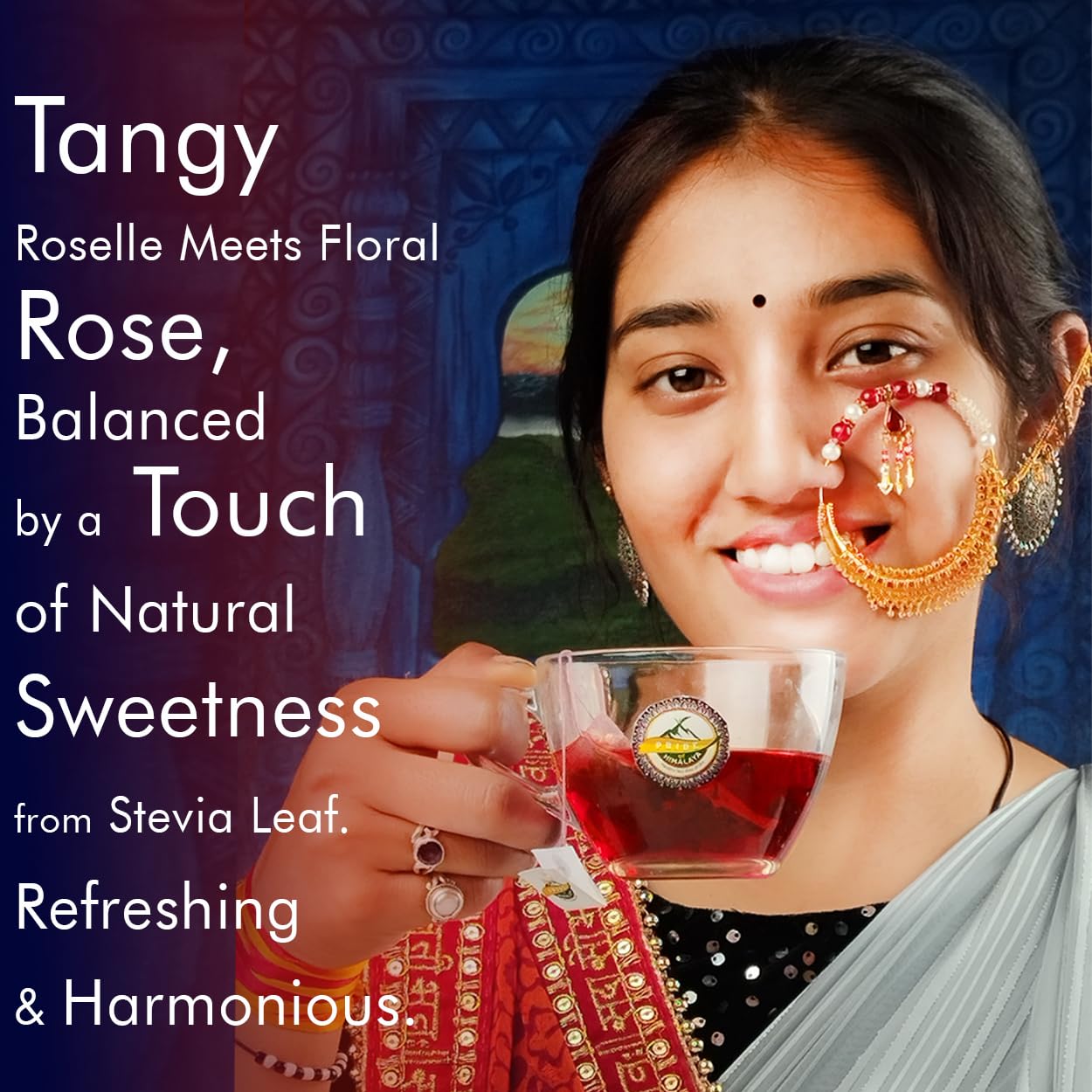 Pride of Himalaya Hibiscus Rose Red Tea with Pure Himalayan Herbs | Hibiscus Tea for Skin Glow | Sun Dried Natural Fragrant | Pure and Organic Himalayan Herbs 40 Teabags