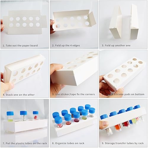 Miniatura 5 de Recipiente de almacenamiento de viales graduado de plástico de 0.2fl oz, contenedor de tinta a prueba de fugas, tubos de prueba con tapas de