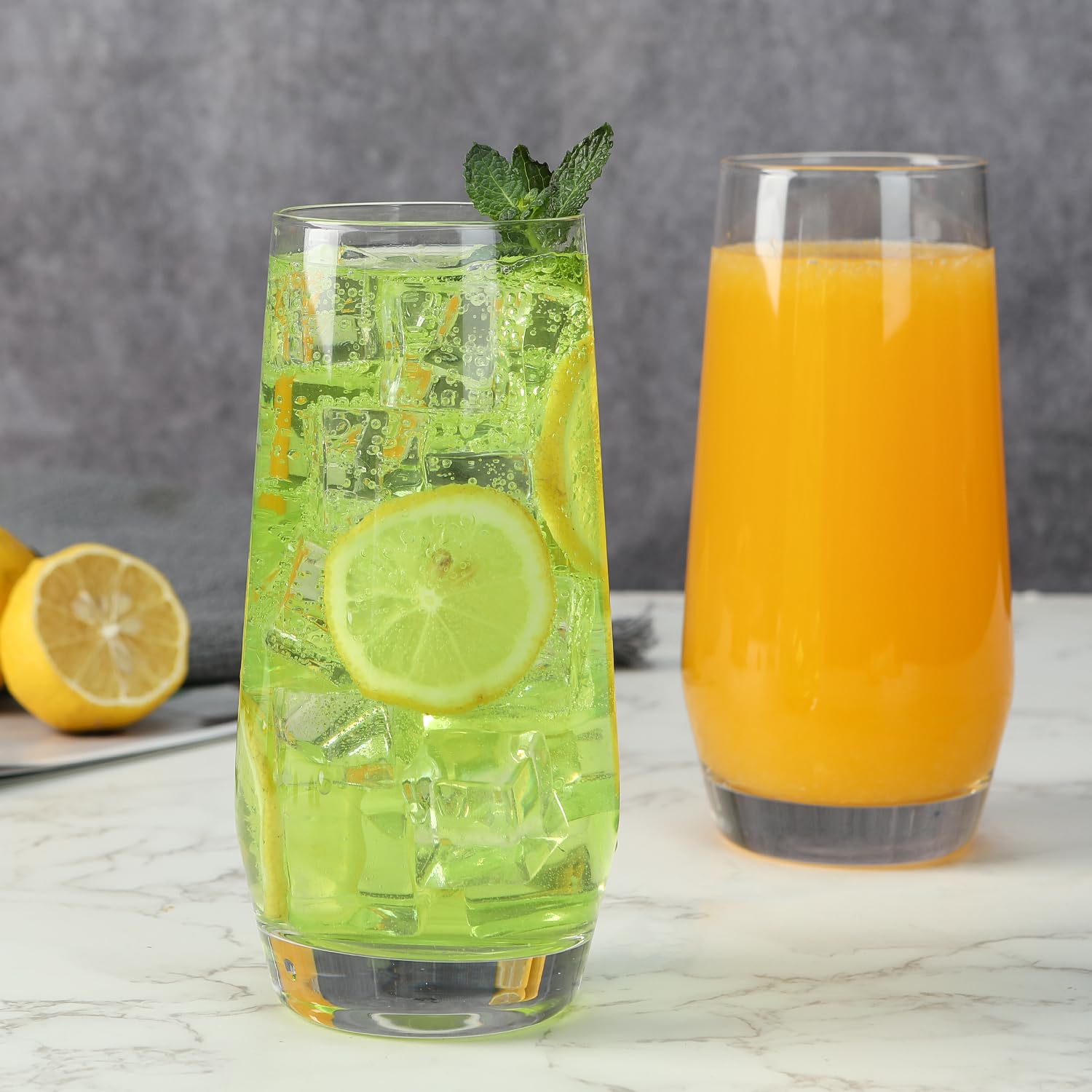 Zestaw 4 szklanek Highball 500 ml, duże, wysokie szklanki, bezołowiowe, kryształowe, wysokie szklanki do picia, szklanki do wody, koktajli, wyroby barowe do skał, soków, piwa, napojów