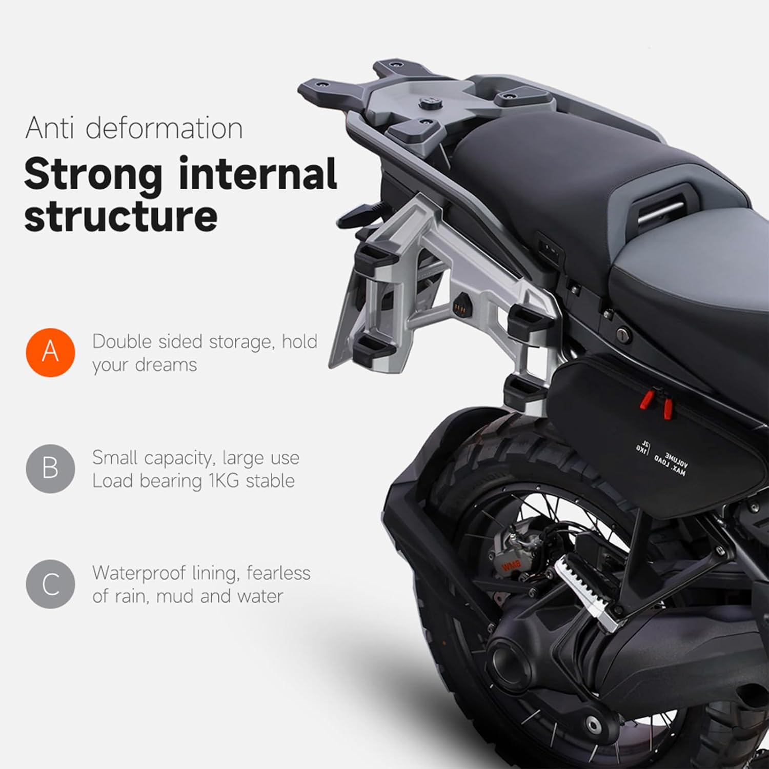 Motorcycle Side Frame Bag Storage Package Bags for BMW R1300GS Adventure 2024 2025 Motorbike Waterproof 2L Capacity Tour Tool Pack with Double Zippers