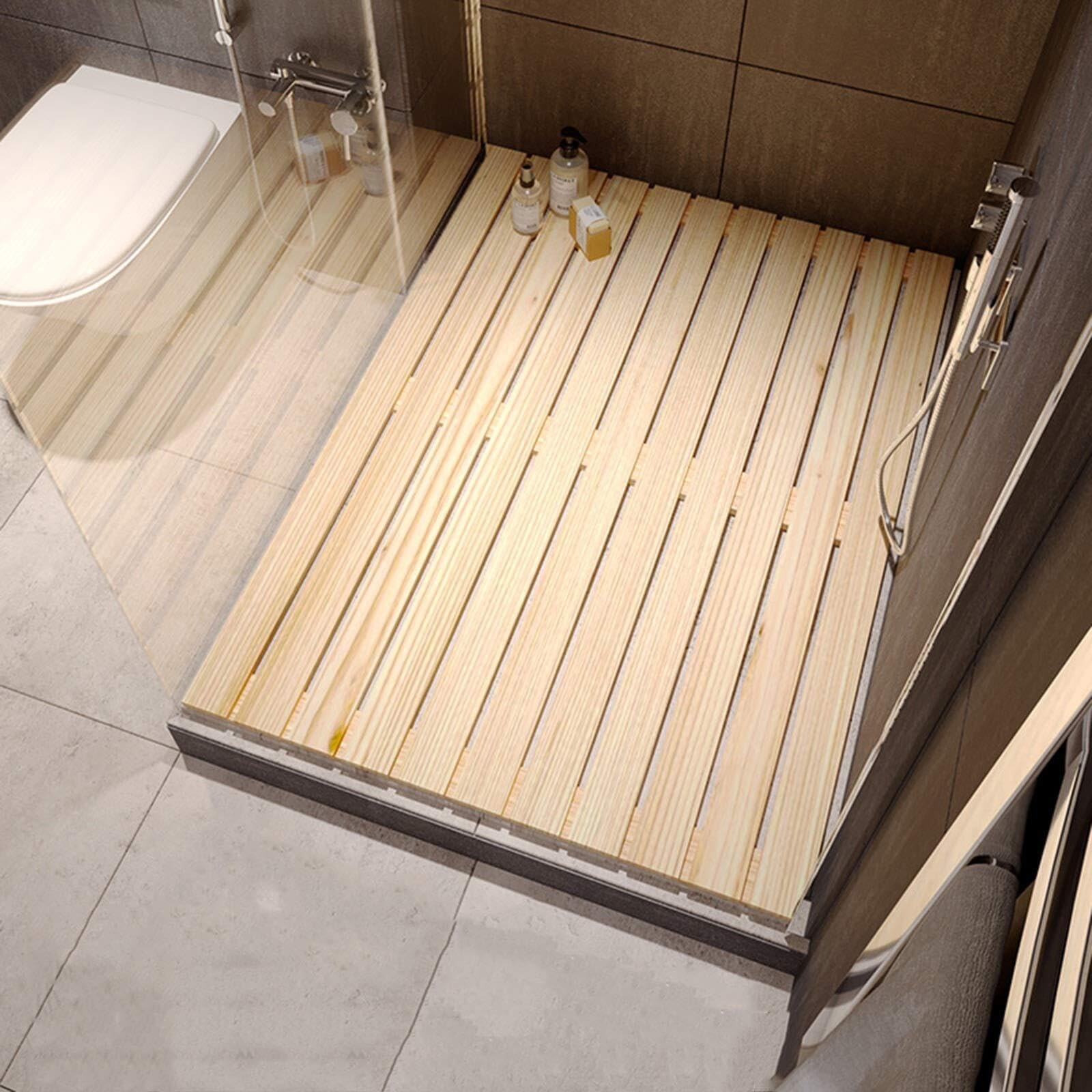 Alfombrilla de Ducha de Madera Antideslizante, Alfombrilla de baño Antideslizante, Alfombrilla de Ducha de Madera(90x110cm)