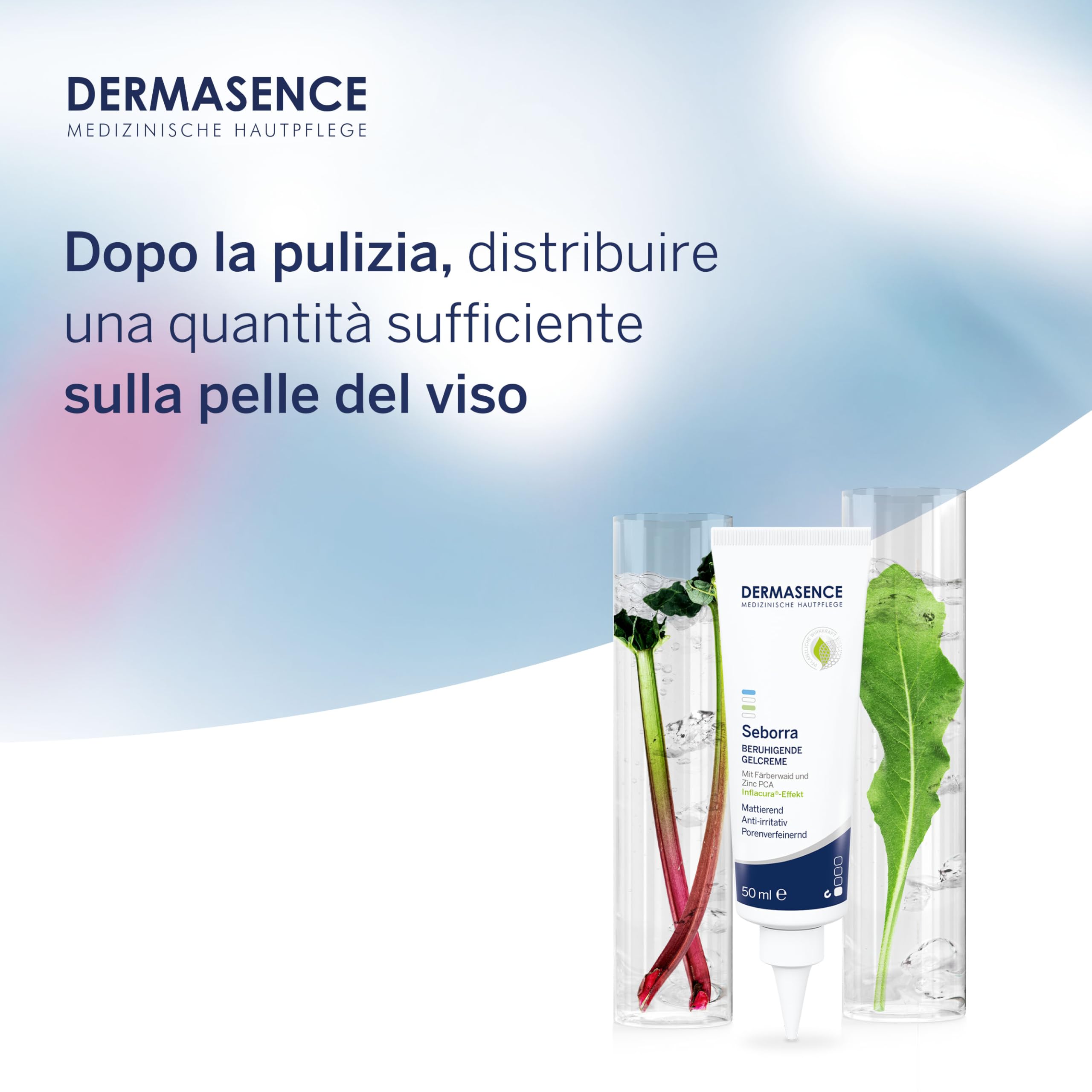 DERMASENCE Seborra Soothing Gel Cream 50 ml, Gel crema viso lenitivo e opacizzante, Crema viso pelle grassa e acneica con Niacinamide, Crema brufoli viso anti-infiammatoria