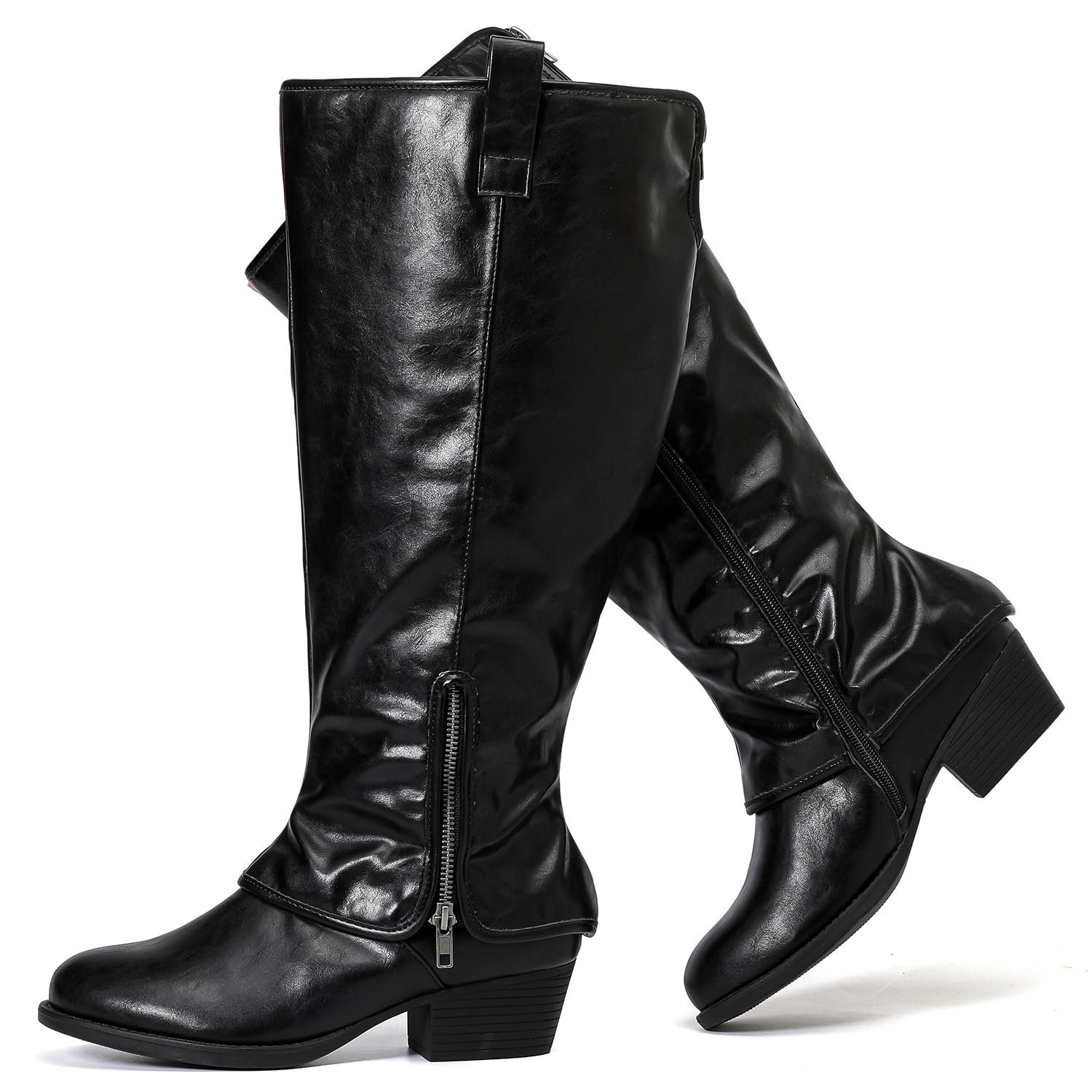 Luoika Womens Extra Wide Calf Cowboy Knee High Boots