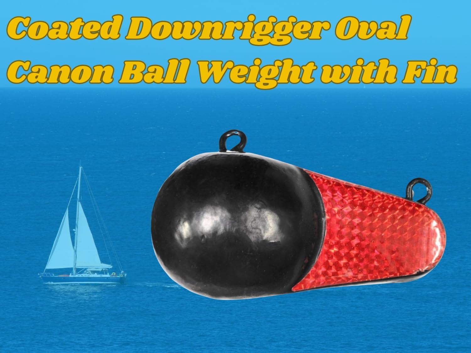 Smart Choice Marine Coated Downrigger Oval Canon Ball Weight with Fin Choose Weight (4,6,8,10,12lb) (6 lb), Black