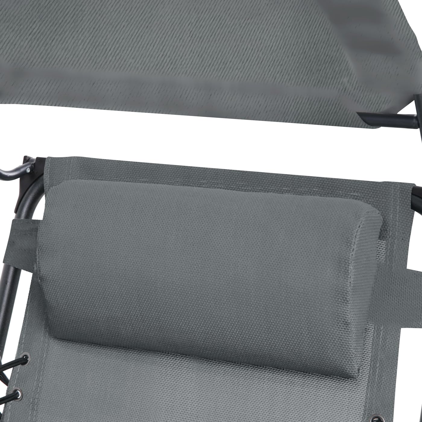 SVITA Schaukelstuhl faltbar Outdoor mit Sonnenschutz Kopfstütze Armlehne Dunkelgrau