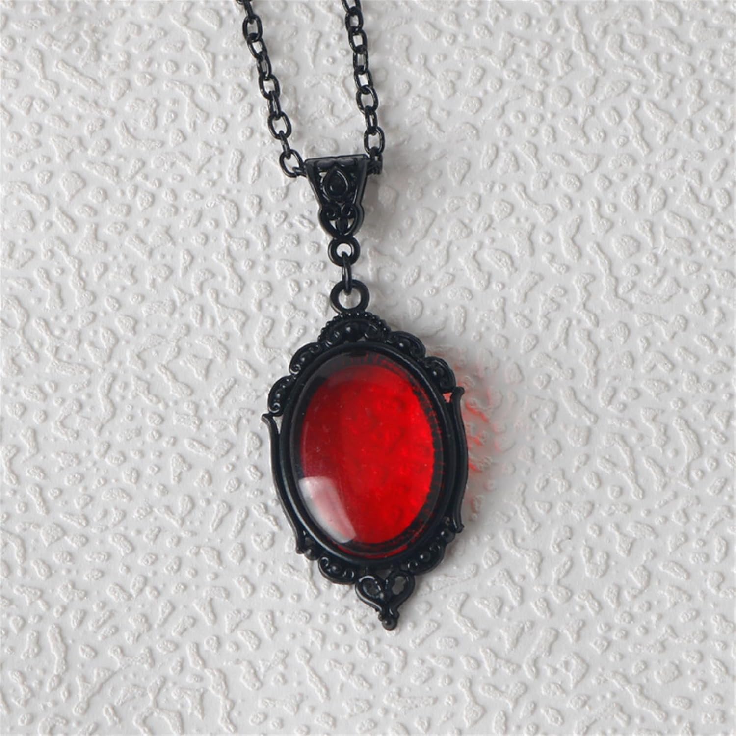 Gothic Crystal Necklace for Women Vintage Punk Blood Red Purple Cabochon Pendant Necklace Hip Pop Dark Goth Necklace Mystic Witch Jewelry Halloween Costume Jewelry Gift - Image 2