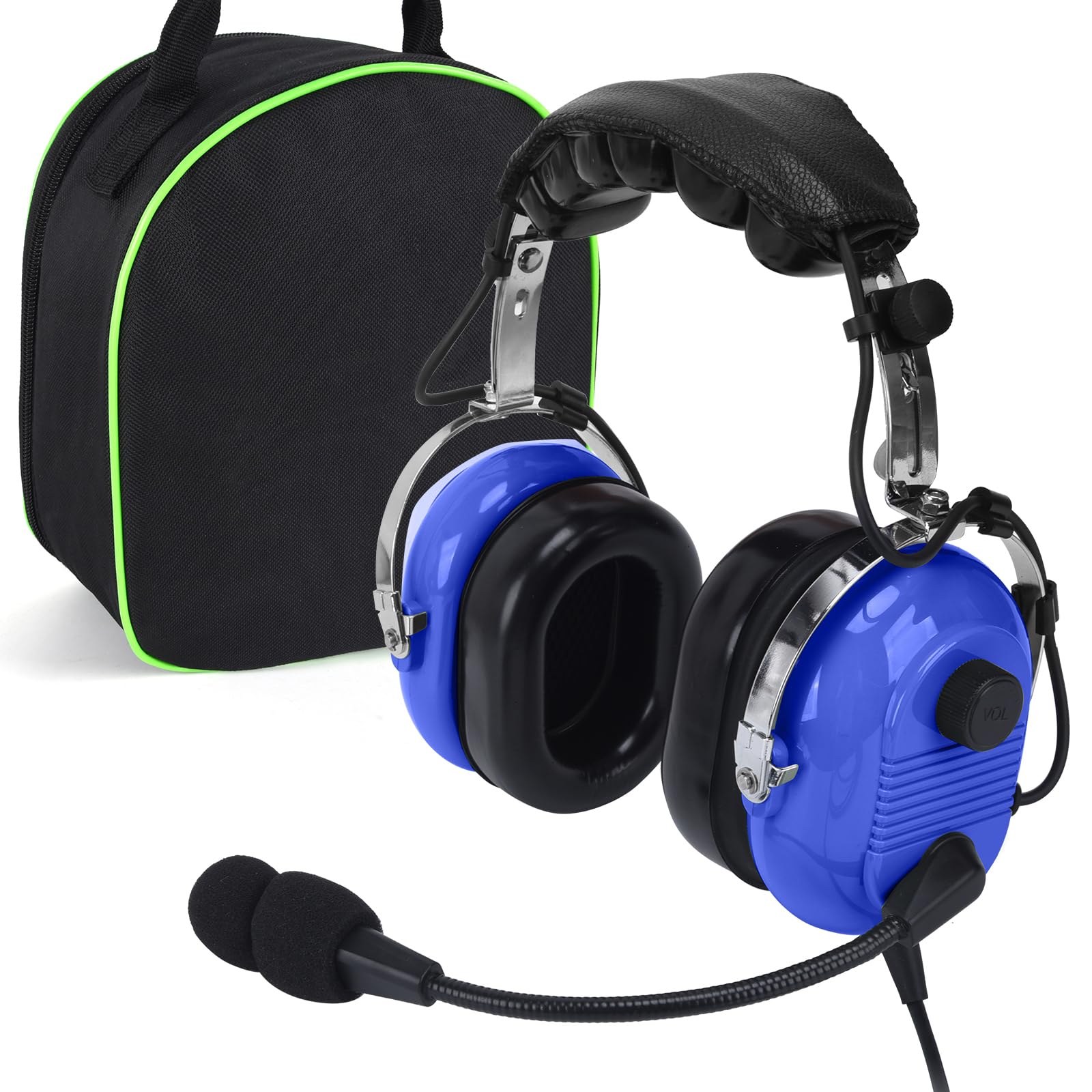 aviation headsets ga headphone noise reduction for pilot trainees beginner ppl students casual flyers flight passengers aviation maintenance ground crew flying enthusiasts (629-a-blue)