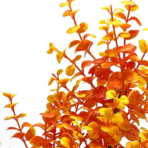 Miniatura 2 de Mipukbay Plantas de acuario naranja, decoraciones artificiales para peceras, 1 planta de plástico para pecera
