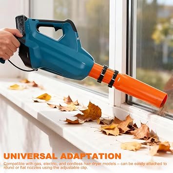 Air Flow Booster for Blower, Leaf Blower Air Booster, Turbo Nozzle Extension Boosts Speed & Power, Universal LeafBlower Nozzles Enhancer for Yard Lawn And Driveway Cleanup (Orange)