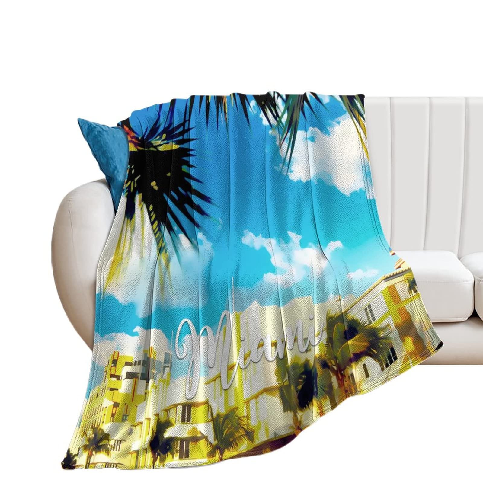 Couverture Miami en flanelle chaude, le cadeau pour elle idéal pour lit et canapé