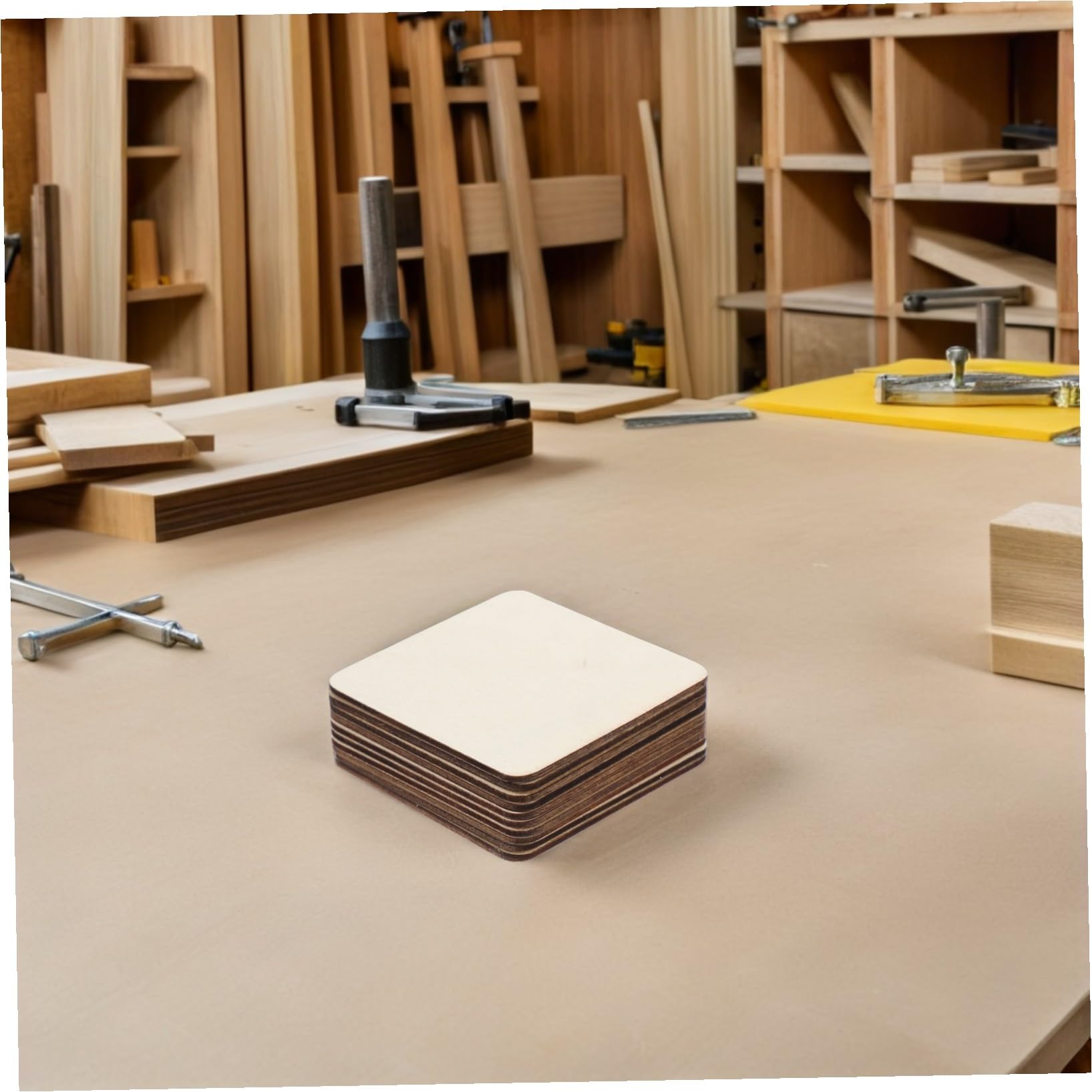 40 Piezas Cuadrados de Madera sin Acabado Piezas de Madera para Manualidades DIY Pintables para Decoración Hogar Cojinetes Adornos